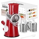 Cambom Rotary Cheese Grater Shredder Chopper Round Tumbling Box Mandoline Slicer Nut Grinder Vegetable Slicer, Hash Brown, Po
