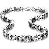 Urban Jewelry Impressive Mechanic Style Men's Necklace and Bracelet Stainless Steel Silver Chain, Width 6mm (19,21,23 Inches)