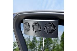 YOMTOVM Solar Powered Car Ventilator, Solar Powered Car Exhaust Fan, Car Radiator, Car Cooling Fan (Black with USB)