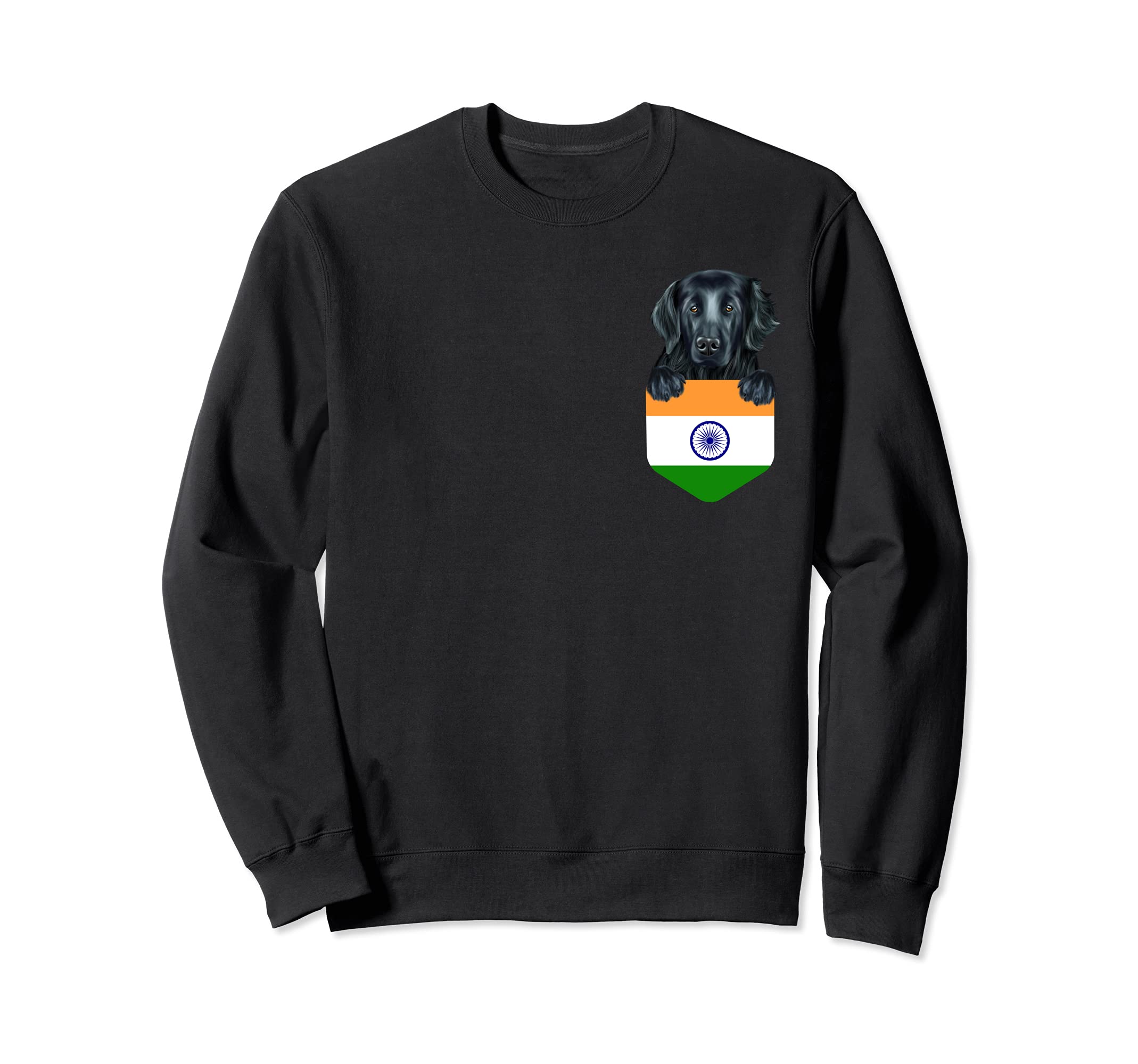 India Flag Flat-Coated Retriever Dog In Pocket Sweatshirt