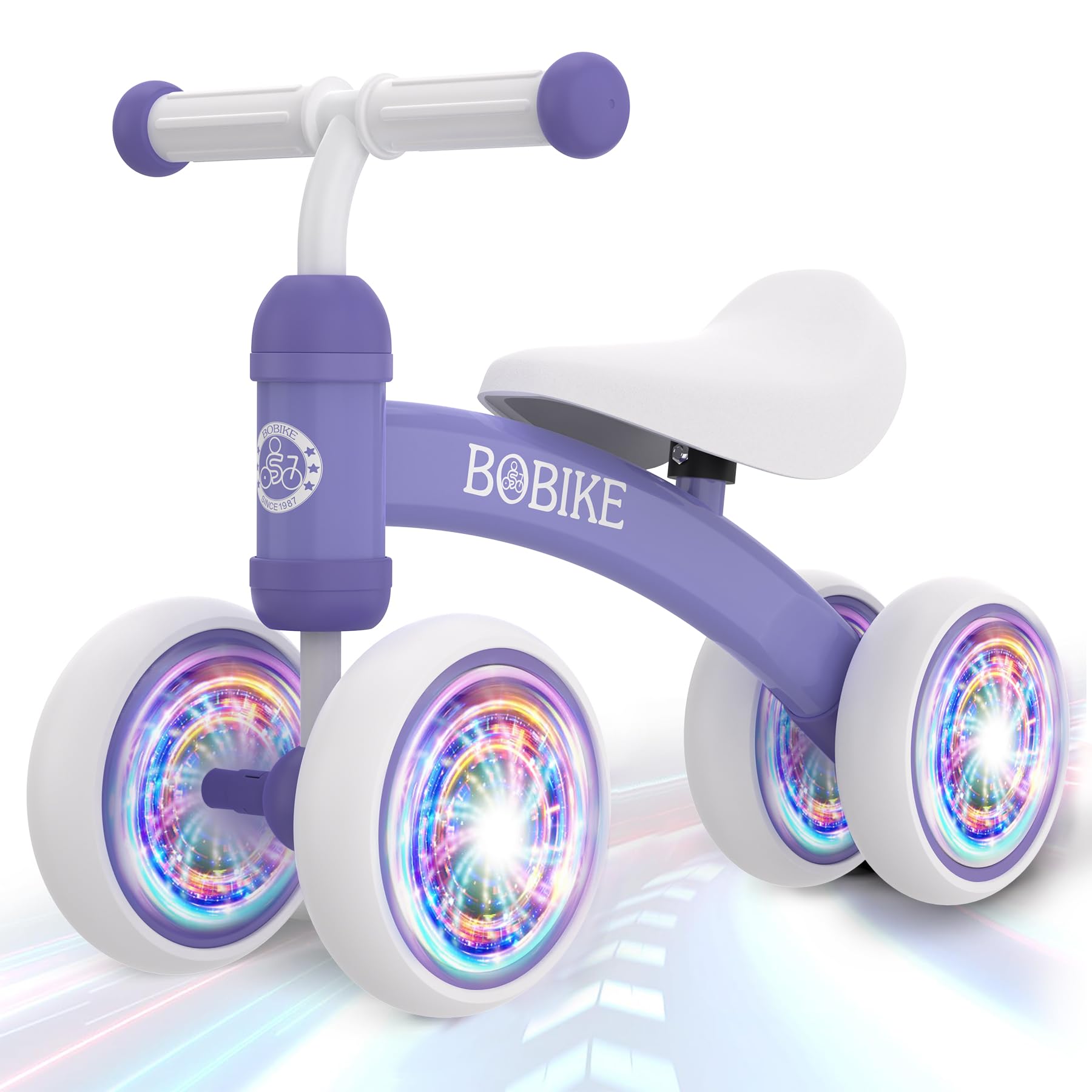 Photo 1 of Baby Balance Bike Toys for 12-36 Months Kids Toy Boy and Girls Gifts Toddler Best First Birthday Gift Children Walker No Pedal Infant 4 Wheels Bicycle (Colorful, Purple-Light)