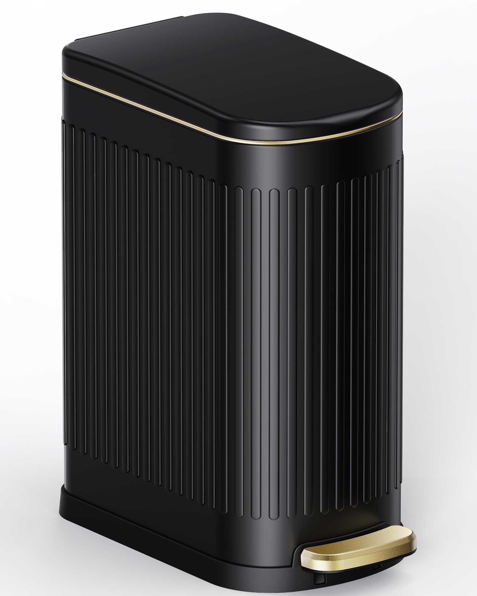 CEROELDA Black Bathroom Trash Can with Lid-10L/2.6 Gallon Stainless ...