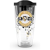 Tervis Classic Tritan 24oz Classic Tumbler with Travel Lid | NHL® Pittsburgh Penguins® - Shatter | Made in America, BPA/PFAS Free, Keeps Drinks Hot or Cold
