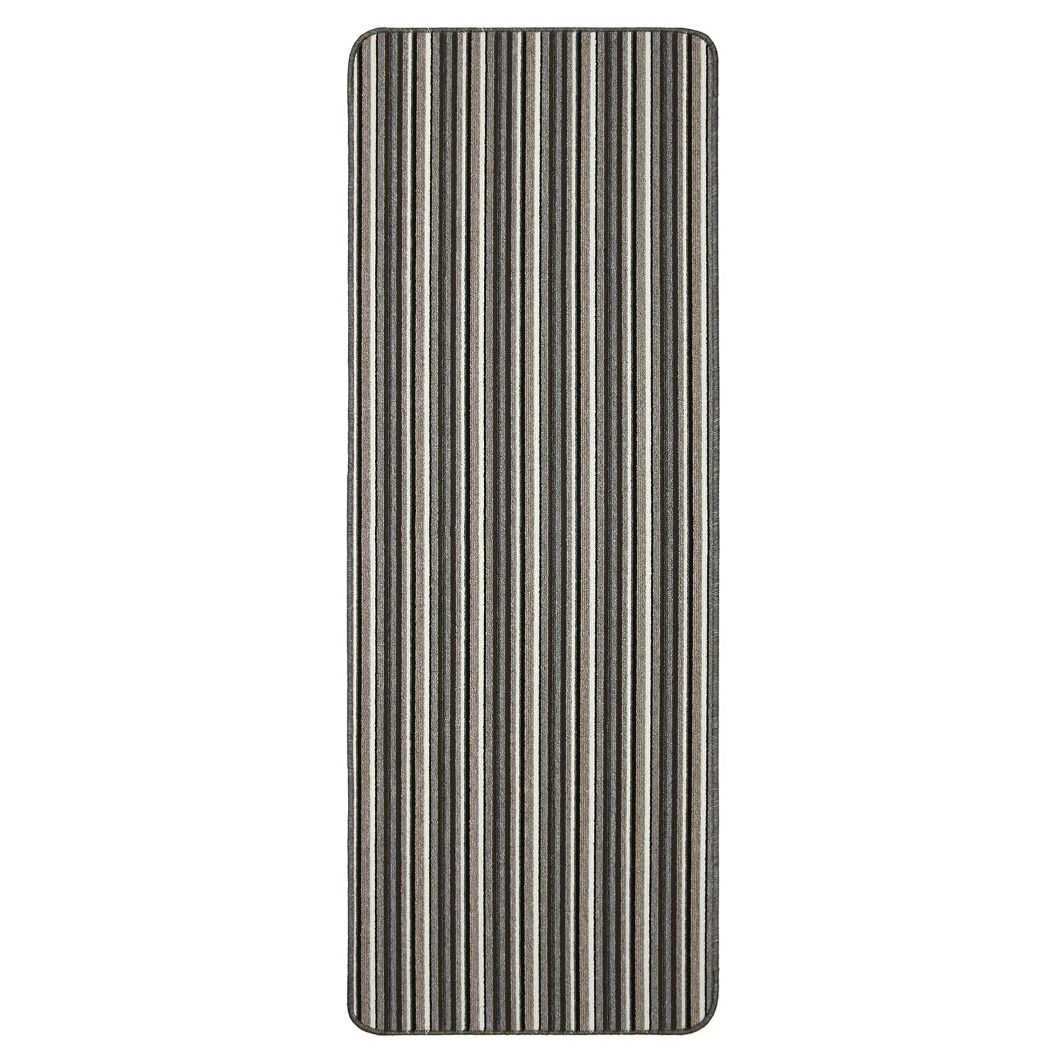 Dandy 3784514 by William Armes, Ios Stripe Indoor Washable Runner, Silver, 180 x 67