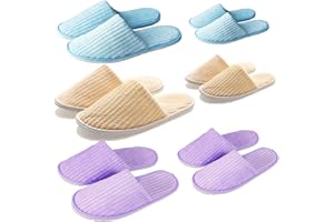 LILIGLORIS 6/10/12 pairs Spa Slippers for Guests, Washable Reusable Disposable Slippers for Women Men, Jacquard Fleece Closed-Toe Design for Hotel, Bathroom, Bedroom, Wedding, Travel, SPA Bulk Slippers for Guest Use