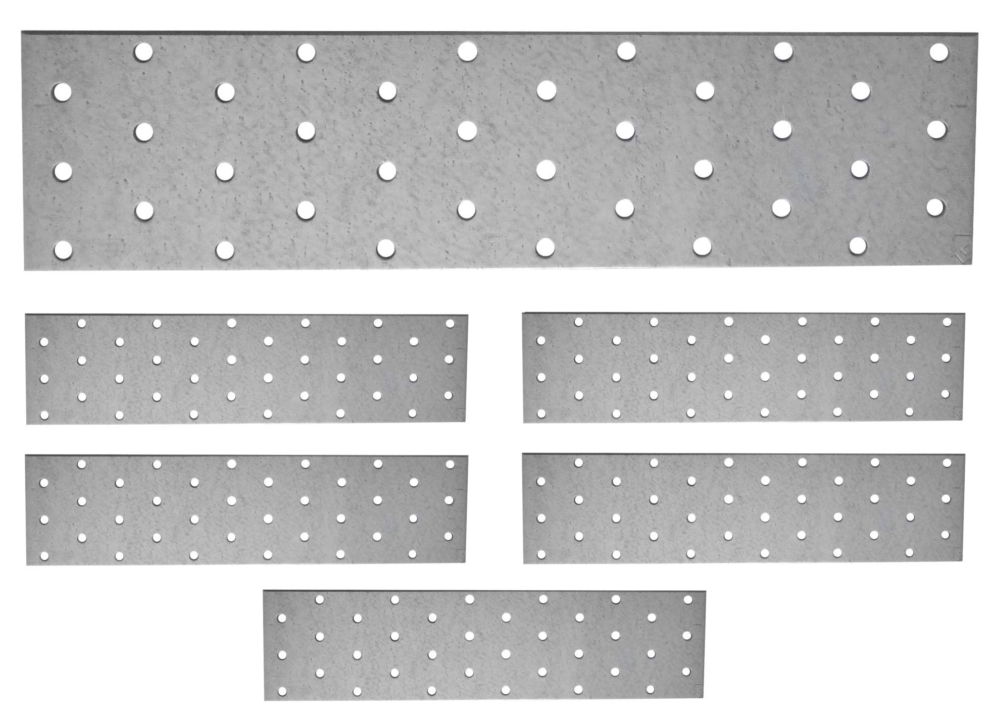 Flat Connecting Joining Plate Timber Wood Fixing Galvanised Heavy Duty Brace Bracket Perforated Metal Steel Sheet 9.45"x 2.36"x 0.08" (240 x 60 x 2mm) Pack of 5pcs