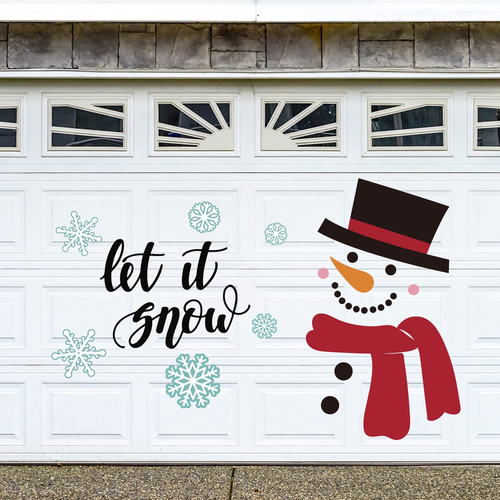 Whaline 21Pcs Christmas Garage Decoration Magnet Stickers Snowman Magnet Decals Refrigerator Stickers Let It Snow Christmas Garage Door Decals for Christmas Party Supplies Home Decorations