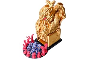 3D BEST Q Cthulhu DND D&D Dice Tower，3D Printed Compatible with Dungeons and Dragons, 28mm Miniature Wargaming, Tabletop RPGs, Wargame Scenery, Endless Deep Sea Series (Gold)