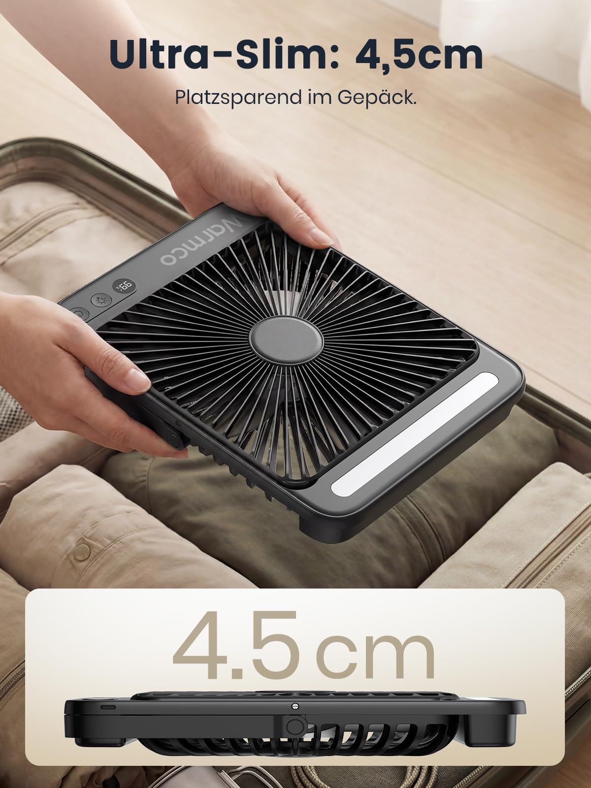 Warmco D4 Akku Camping Ventilator 20000mAh, LED-Lampe, 48 Std. Laufzeit 4