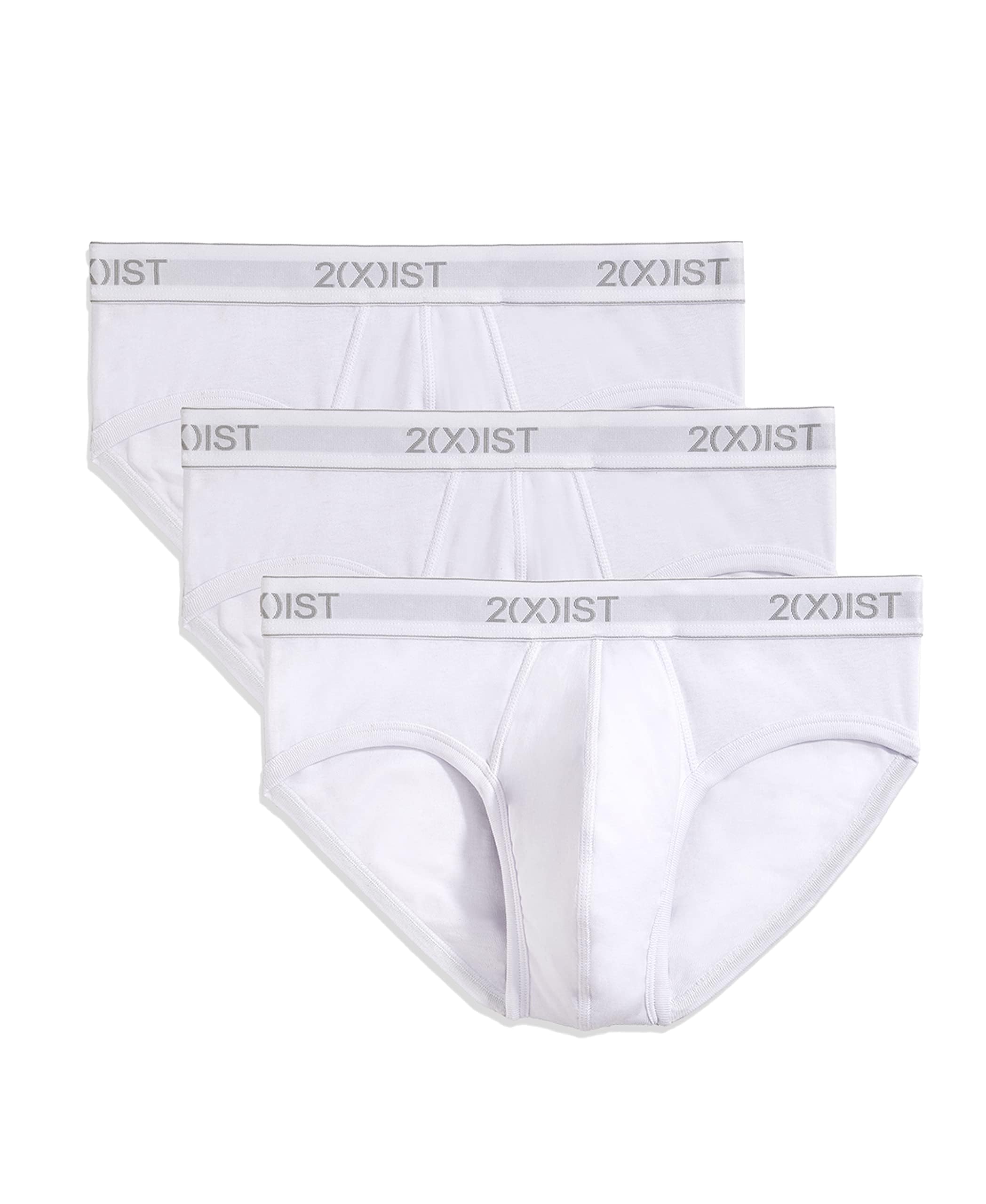 Photo 1 of 2(X)IST Mens Essential Cotton No Show 3-pack Briefs, White New Logo, Small US