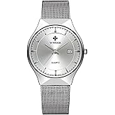 MASTOP Men New Top Luxury Watch Ultra Thin Stainless Steel Mesh Band Quartz Wristwatch Fashion Casual Watches