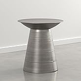 SIMPLIHOME Sheridan Metal Table - 18 inch Wide Solid Metal Round Side Table in Antique Nickel, Industrial Accent Table for Li