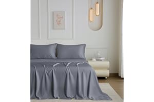 Bamboolinen Metro Grey Bamboo Sheets – Queen Size, 4-Piece Set – Ultra Soft, Cooling & Breathable Bed Sheets, 16" Deep Pocket