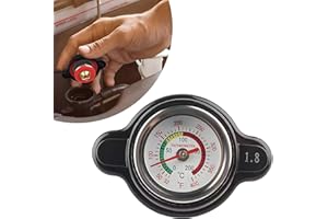 Flygun Pack-1 Car Radiator Cap, Seal Cover with Temperature Gauge, 1.8 Bar Radiator Cover Assembly, Automotive Fuel Tank Cap, Universal for Most Racing Cars, Off-road Vehicles (Black)