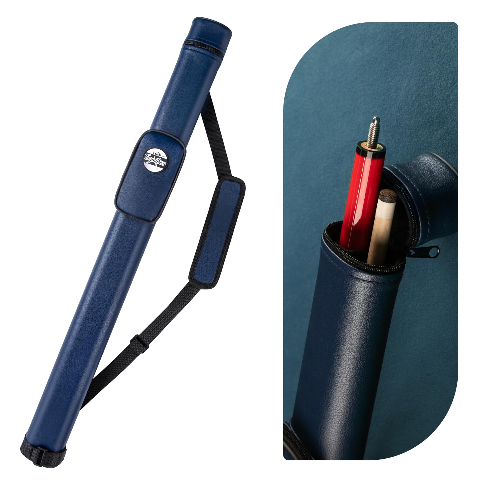 Trymaker Snooker Cue Case, 1×1 Hard Pool Cue Case Holds 1 Complete of 2-Piece Cue (Not for 3/4 Cues), Made of Faux Leather Snooker Accessories