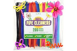 LOVA (200) Pipe Cleaners Craft (20 Colors, 10 Each) Craft Pipe Cleaners Bulk, Chenille Stems, Pipecleaners, Chenille