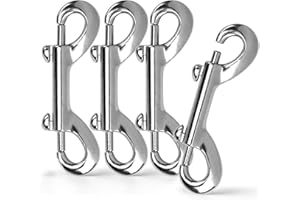 HONGLIANG 4 PCS Double Ended Snap Hooks, 3.5 Inch Heavy Duty Zinc Alloy Trigger Clips for Dog Leash Clip, Key Chain, Bucket Hooks - Silver Double Sided Clasps for Indoor Outdoor Multipurpose Use