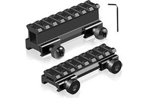 LONSEL Picatinny Riser Mounts, FENTUK 1 Inch High Profile & 1/2 Inch Low Profile 8 Slots Picatinny Rail Riser Mount with See Through Design for Scopes Optics Red Dots - 2 Pack (Include 1" & 0.5" Riser Mount)