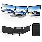 Pornitor Laptop Screen Extender, 14’’ FHD 1080P Triple Portable Monitor for Laptop with Ultra-Slim IPS Display, USB-C Plug and Play Multi Screen Attachment for 14"-15.6" Laptops