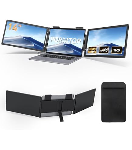 KEFEYA Triple Écran Moniteur Portable 14,1" Avec Métallique Robuste Pour Ordinateurs Portables
