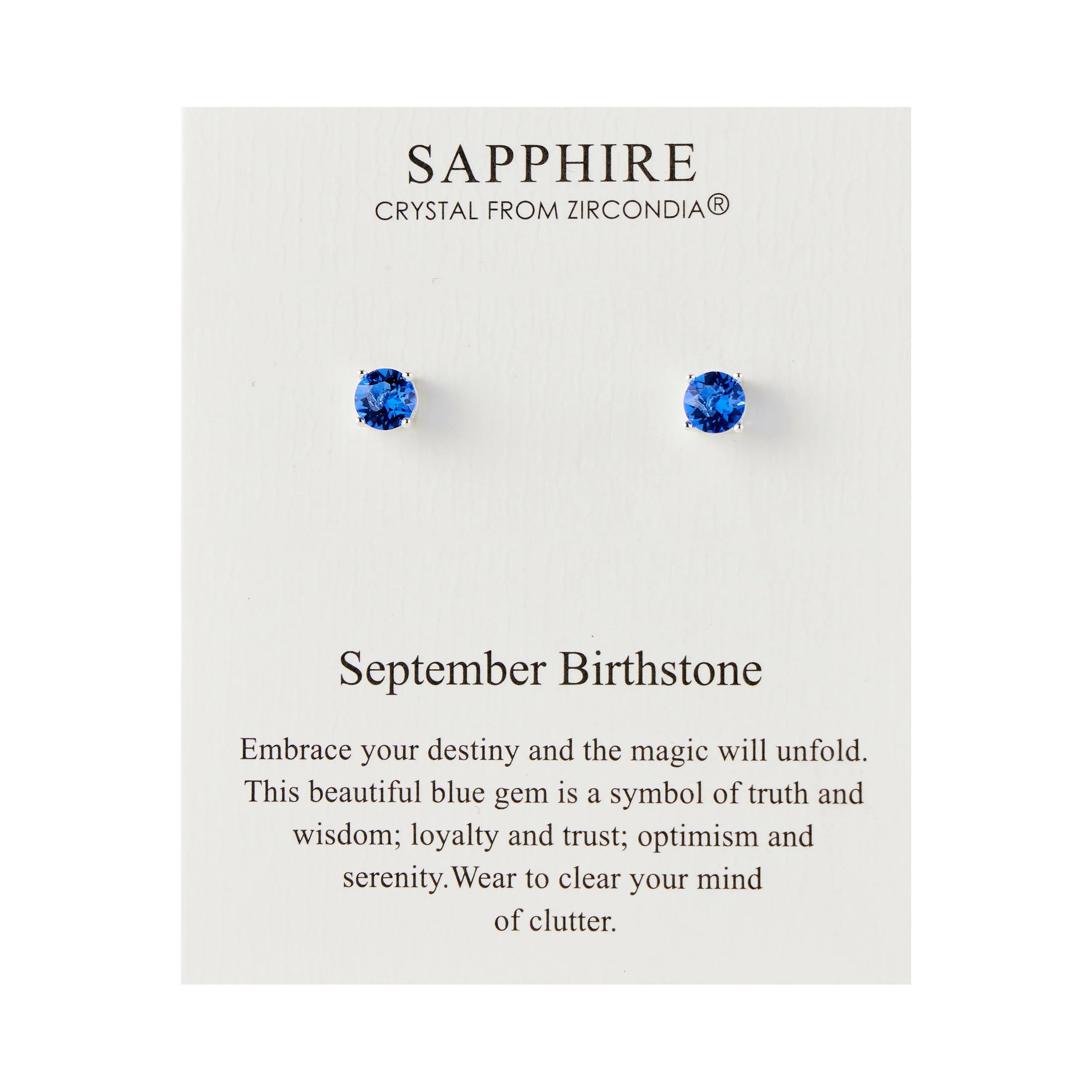 Philip Jones September (Sapphire) Birthstone Earrings Created with Zircondia® Crystals