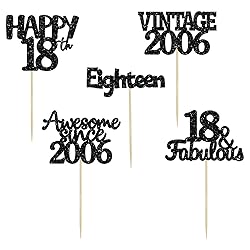 Gyufise 30Pcs Vintage 2006 Cupcake Toppers Glitter