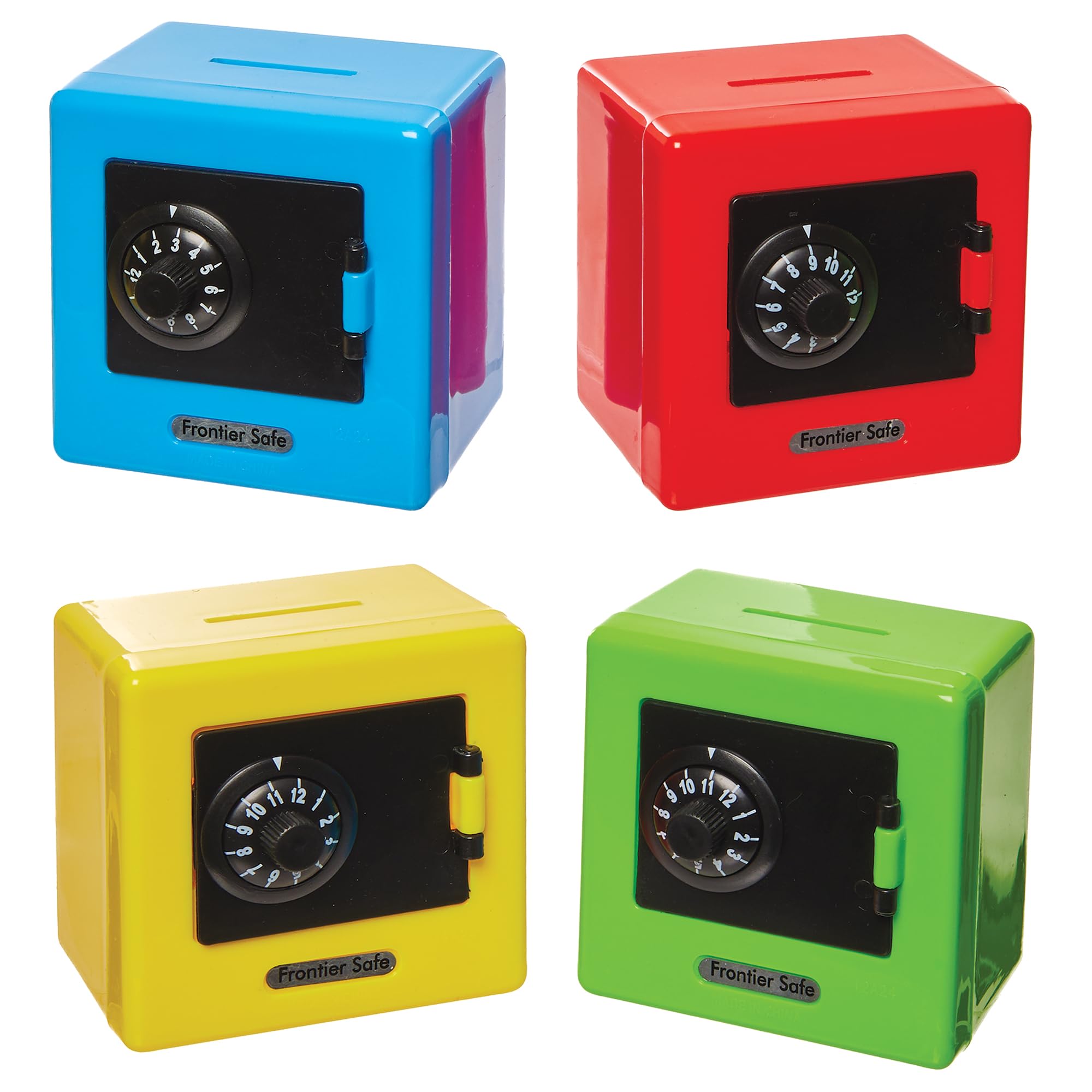 Baker Ross FN141 Mini Combination Safes - Pack of 4, Cute Party Bag Fillers, Small Toys for Kids, Coin Bank