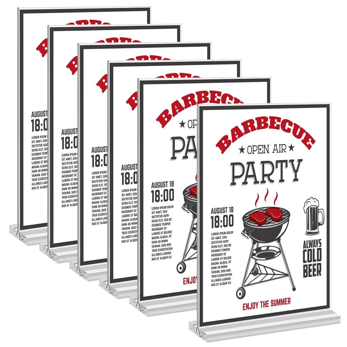 A4 Acrylic Sign Holder,6 Pcs T-Shape Double-Side A4 Perspex Display Stand,Perspex Clear Poster Menu Holders for Office Shop Restaurant School