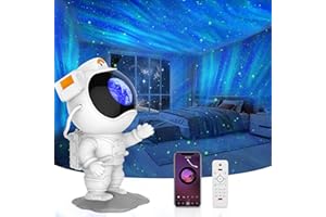 HEKIWAY Star Projector, Astronaut Galaxy Night Light, 32 Lighting Effects Aurora Projector, Remote Timer and Bluetooth with 360° Adjustable Lamp for Kids Adults Room Decor/Bedroom, Ceiling, Party,Christmas