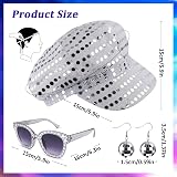 Dreamtop 3Pcs Silver Sequin Hat Set for Abba Women Disco Party Costume view 2