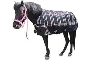 Gallopoff 600 Denier Ripstop Mini Horse Blanket - 0g Fill Lightweight, Waterproof Breathable Miniature Pony/Donkey Turnout Rain Sheet Redplaid 45