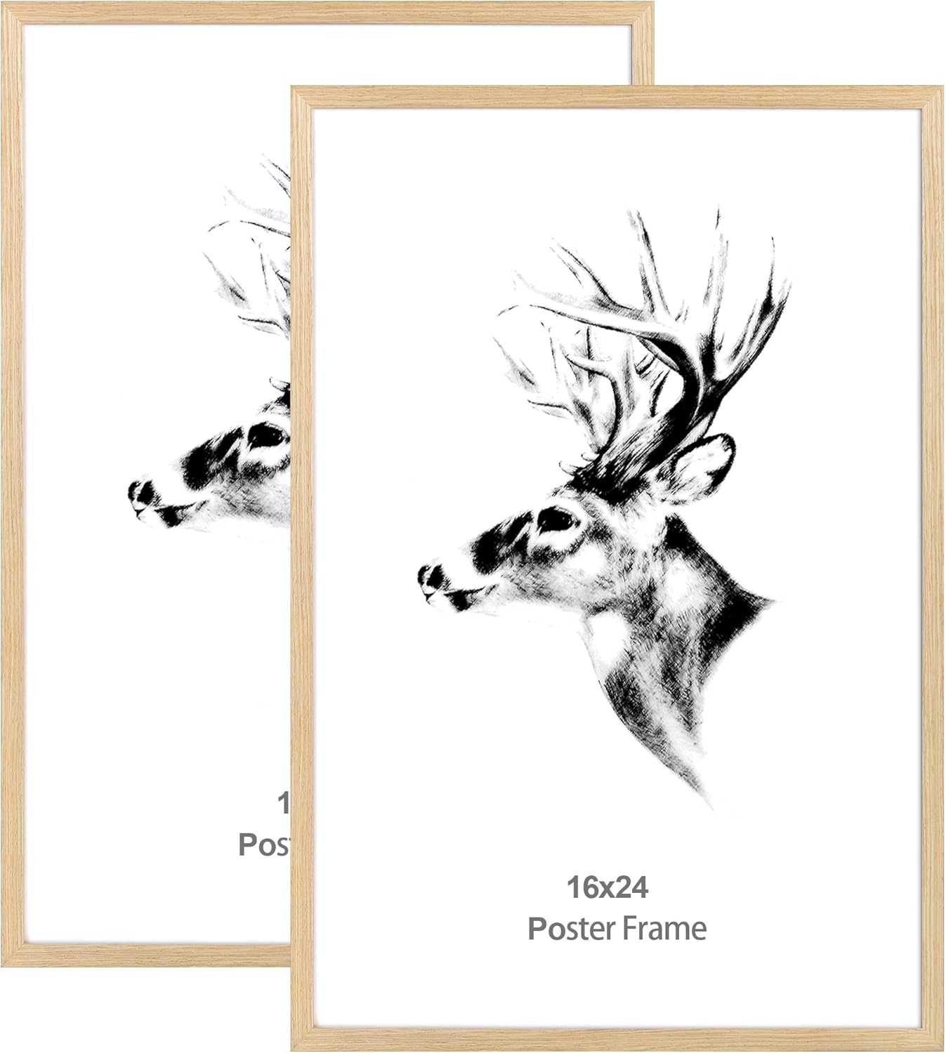 Photo Albums, Frames & Accessories - Yaetm 16x24 Frame Set of 2, Solid Oak Wood Poster Frame 16 x 24 inches, Wall Gallery 16x24 Picture Frame for Horizontal and Vertical Wall Mounted (2 pack, Oak)
