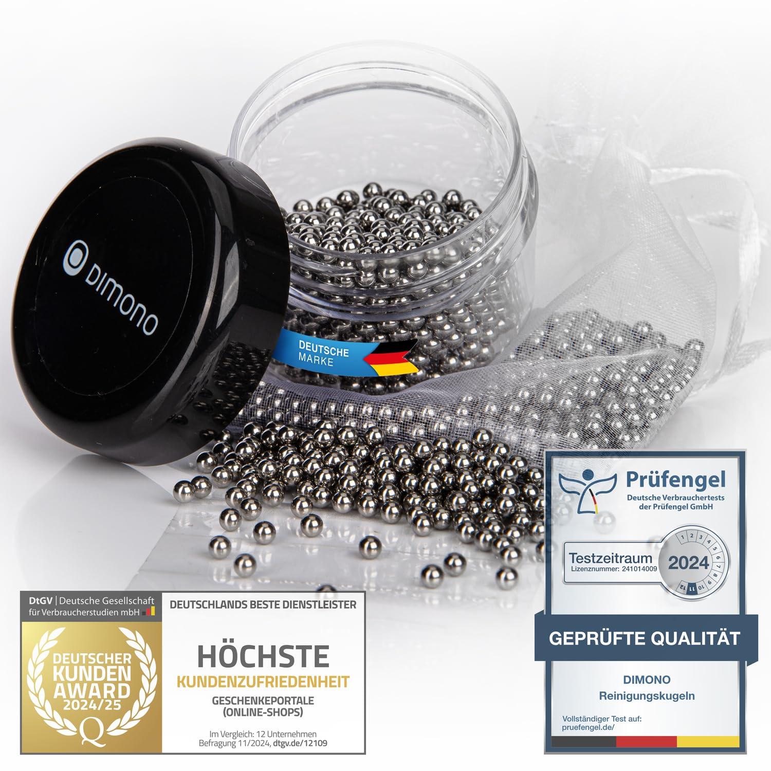 Cleaning Beads for Glass Vessels Deluxe cleaning beads for glass carafes, bottles, vases, decanters and more made of stainless steel with storage box