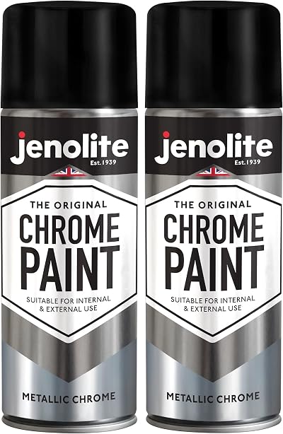 JENOLITE Chrome Spray Paint 2 x 400ml Smooth Metallic Silver Chrome Finish