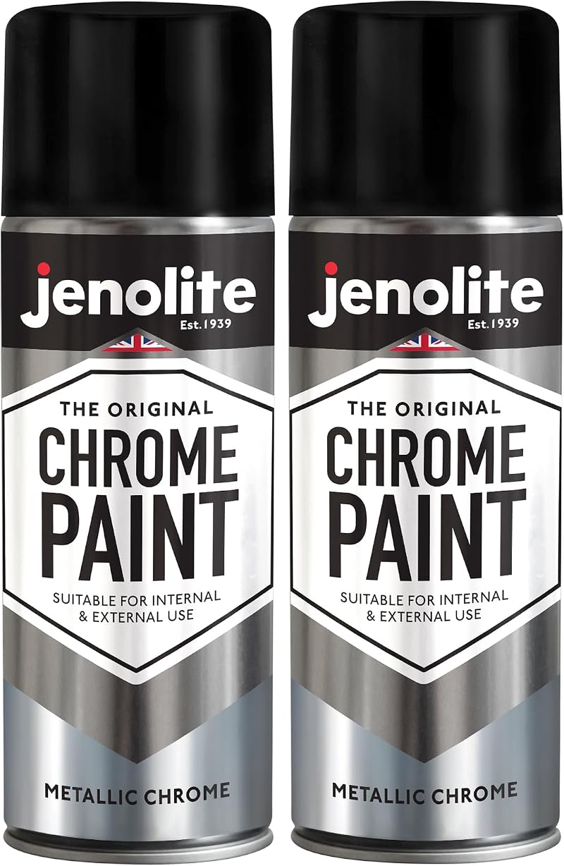 JENOLITE Chrome Spray Paint 2 x 400ml Smooth Metallic Silver Chrome Finish