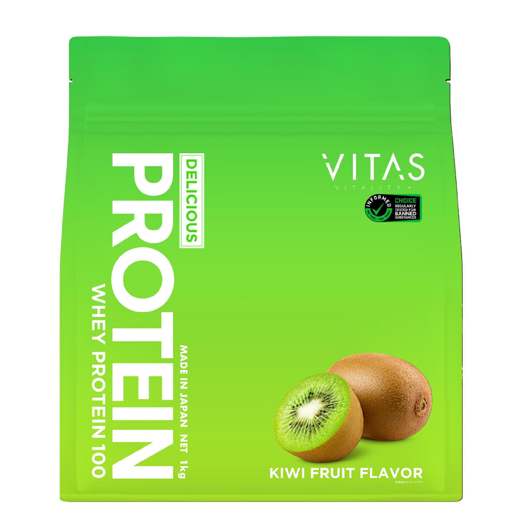VITAS Whey Protein 100 Kiwi Flavor, WPC Protein, Made in Japan, 2.2 lbs (1 kg)