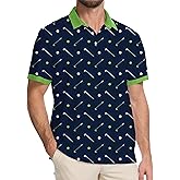 Actflare Golf Shirts for Men Dry Fit Moisture Wicking Short Sleeve Performance Print Polo Shirts