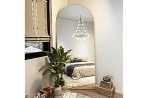 BEAUTYPEAK 71"x26" Arch Full Length Mirror, Full Body Floor Mirror with Stand Hanging or Leaning, Aluminum Alloy Frame Wall Mirrors for Bedroom, Dressing Room, Gold