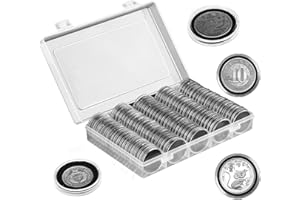 XYZsundy 100-Piece 30mm Coin Capsule Set, 5-Size Gasket, CoinHolder Case with Storage Box for Collectors (Black Foam Gasket)