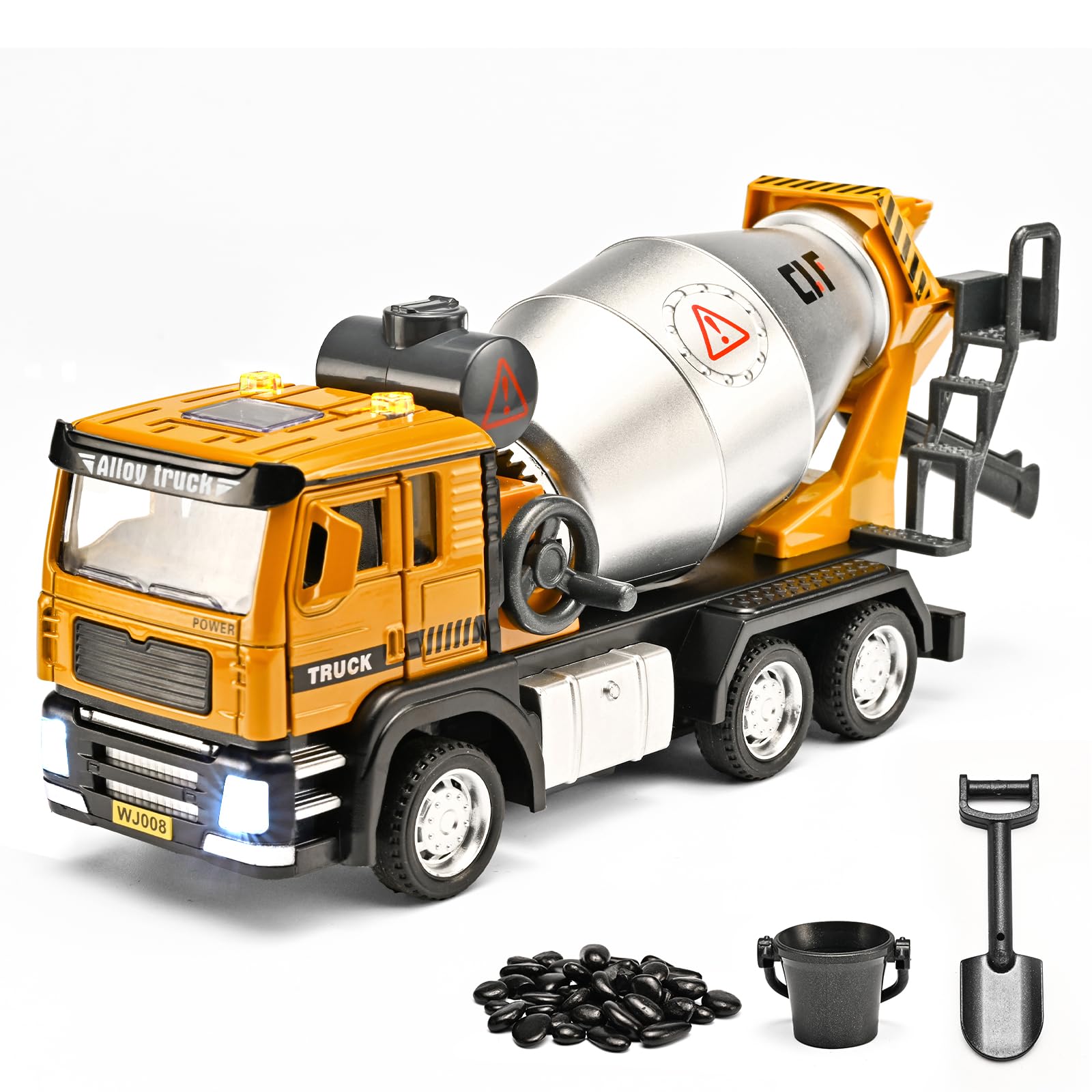 NOVAFUSION Cement Mixer Truck Toys for Boys,Cement Mixer Toy Truck Metal Diecast Cab,Pull Back Mixer Trucks Construction Trucks with Lights and Sounds,Cement Truck Toys for Boys 3-5 Year Old