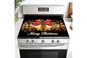 AOHMPT Christmas Multi-Design Stove Top Cover for Glass/Electric Stoves - 3-in-1 Heat-Resistant Protector Mat,Non-Slip Drying Rack 28"x20"