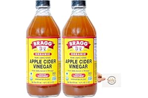 RANDA'S RECIPES Bragg Organic Apple Cider Vinegar With the Mother– USDA Certified Organic – Raw, Unfiltered All Natural Ingredients, 16 oz. with Recipe Card 2-Pack Bundle