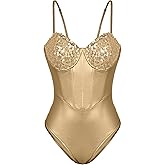 FEOYA Womens Sequin Boned Metallic Shiny Bodysuit Tank Tops for Night Club Going Out Lingerie