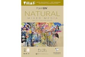 Clairefontaine - Ref 975485C - Paint'ON Mixed Media Natural Glued Pad (20 Sheets) - 22.9 x 30.5cm (9 x 12in), 250gsm Heavywei