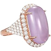 JerMrasra Oval Moonstone Ring 925 Silver plated 11 * 9mm Vintage Moonstone Zircon Ring for women Natural Gemstone Finger Minimalist Handmade Victorian Style Solitaire Casual Promise Ring size 6-10