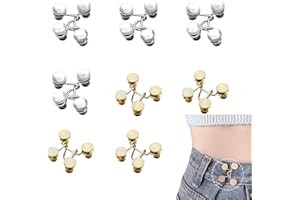 GTAAOY 8 Set Pant Waist Tightener, Adjustable Waist Buckle Set, Jean Buttons Pins, No Sewing Required, Jeans Button Replacement Pant Clips for Women Skirt Pant Jeans, （Gold and Diamond）
