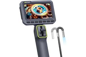 Anykit Articulating Borescope, 210° Two-Way 0.22in Slim Probe Endoscope with High-Brightness LED Lights, 4.3" IPS HD Video Inspection Snake Camera for Automotive Engine Inspect - 4FT