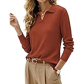 Kate Kasin 2026 Women's Wool Blend Sweaters, Long Sleeve Polo Shirts, V Neck Knitted Fall Tops