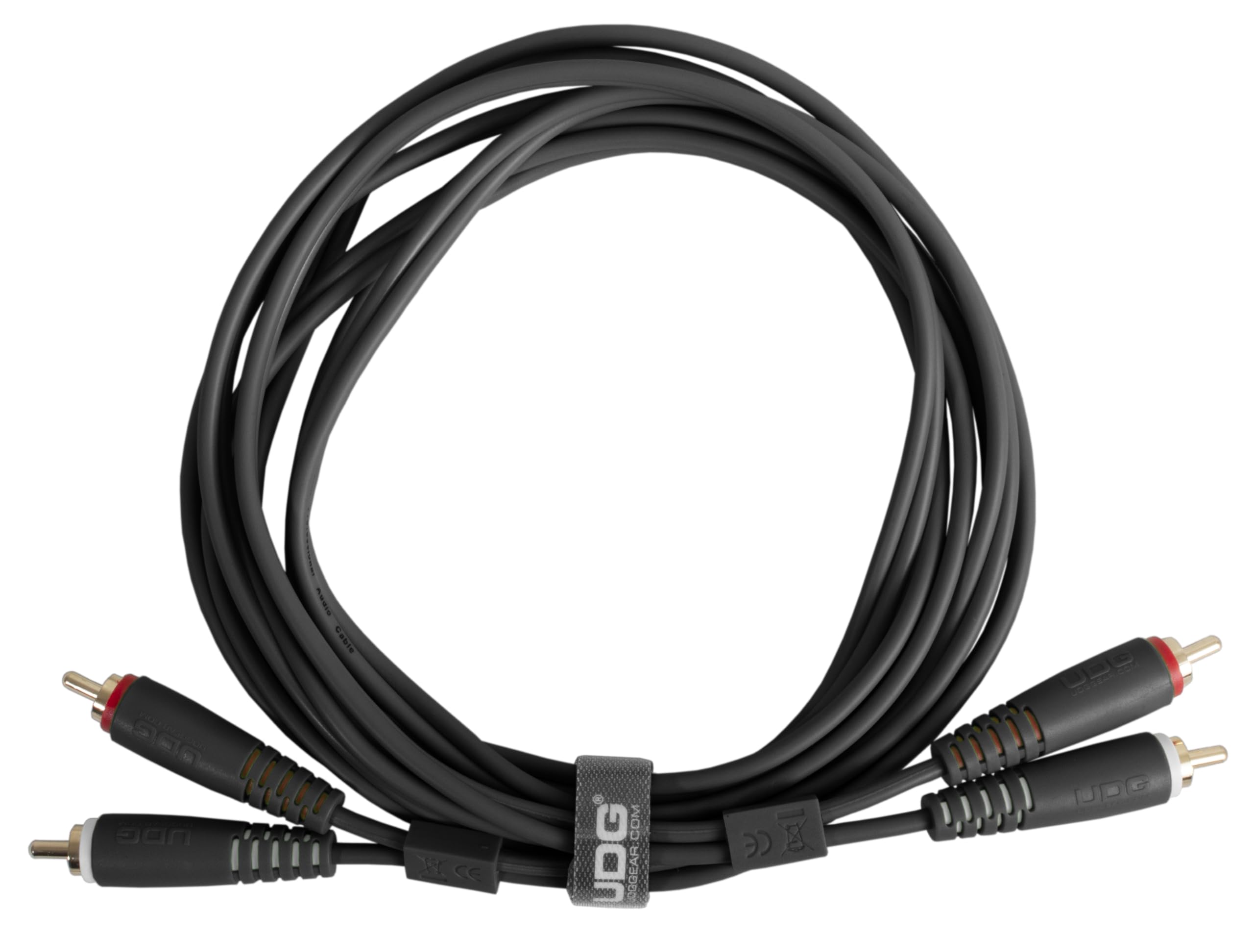 UDG Audio Cable Set RCA - RCA Black Straight 1.5M. Compatible with all Jack to Jack devices