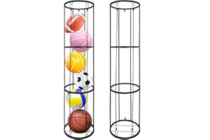 BEWITU Garage Ball Storage Rack, Wall-Mounted Basketball Holder, Vertical Ball Rack for Soccer Volleyball Football Basketball, Space-Saving Sports Ball Storage Organizer for Garage & Home